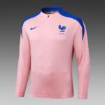 2025 Player Version France Half-Pull Training Suit Pink Football Shirt Set - 图片 3