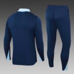 2024 France Half-Pull Training Suit Royal blue Football Shirt Set - 图片 2