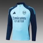 2025/2026 Arsenal Half-Pull Training Suit Light Blue Football Shirt 1:1 Thai Quality Set - 图片 3