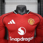 2025/2026 Player Version Long Sleeve Manchester United Home Football Shirt 1:1 Thai Quality - 图片 3