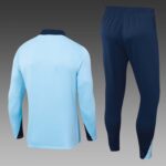 2024 France Half-Pull Training Suit Baby blue Football Shirt Set - 图片 2