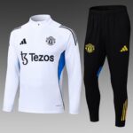 2025/2026 Manchester United Half-Pull Training Suit White Football Shirt 1:1 Thai Quality Set