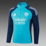 2025/2026 Arsenal Half-Pull Training Suit Lake Blue Football Shirt 1:1 Thai Quality Set - 图片 3