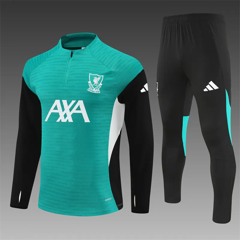 ba0b230a1913032e033c2c6b8c2267bb 2025/2026 Liverpool Green Half-Pull Training Suit 1:1 Thai Quality Set - 图片 1