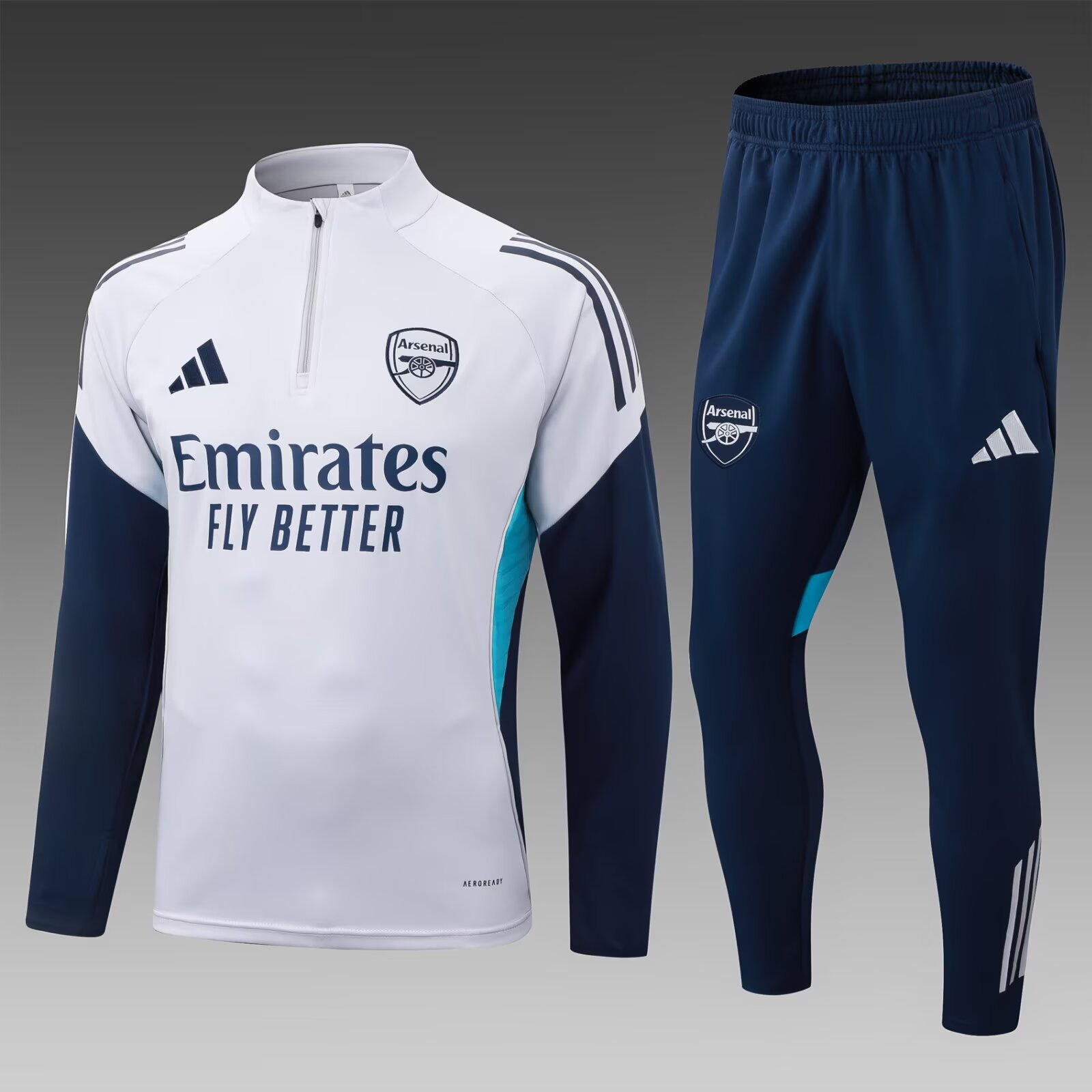 c3596e53cb62e56ab216be2182c6f2c6 2025/2026 Arsenal Half-Pull Training Suit Light Gray Football Shirt 1:1 Thai Quality Set - 图片 1