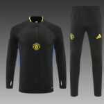 2025/2026 Manchester United Player version Half-Pull Training Suit Black Football Shirt 1:1 Thai Quality Set - 图片 2