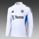 2025/2026 Manchester United Half-Pull Training Suit White Football Shirt 1:1 Thai Quality Set - 图片 3