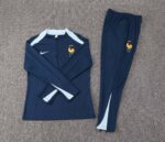 2024 France Half-Pull Training Suit Royal blue Football Shirt Set - 图片 3
